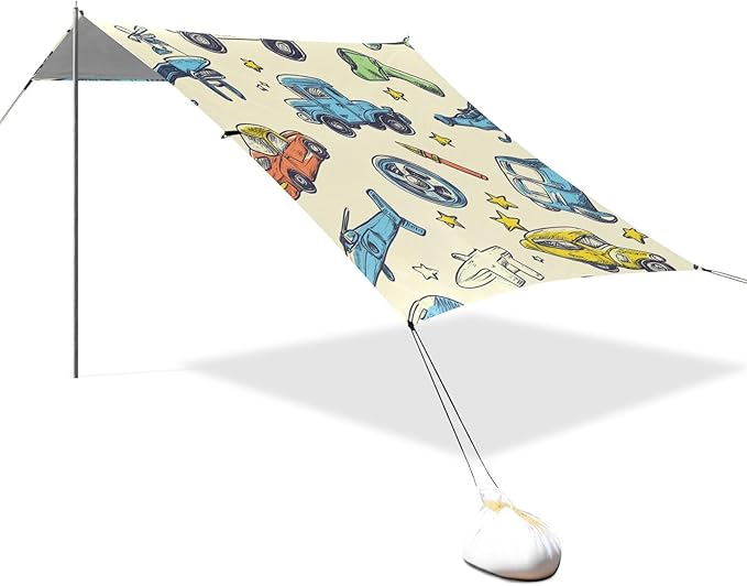 ALAZA Truck Car Helicopter Star Beach Tent Sun Shelter Portable Canopy Sunshade for Outdoor Camping Picnics Backyard Fun 10x9 ft
