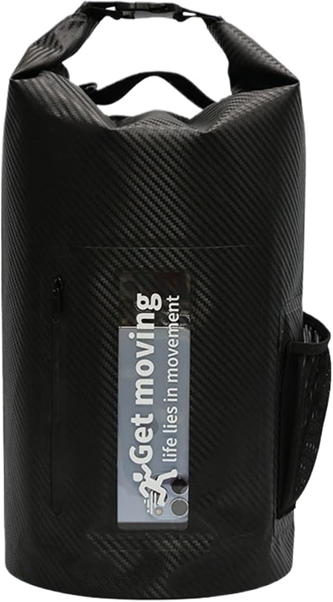 Waterproof Dry Bag 10L/20L Carbon Fiber Waterproof Dry Bag Hand-Held Bucket Bag Waterproof Bag Beach Drifting Swimming Bag Outdoor Backpack for SwimmingBoating(Black-20L)