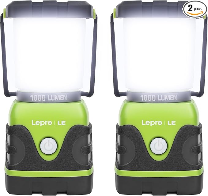 LE 1000LM Battery Powered LED Camping Lantern Waterproof Tent Light with 4 Light Modes Camping Essentials Portable Lantern Flashlight for Camping Emergency Light Power Outages Not Rechargeable