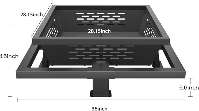 36 inch fire Pit Square Outdoor Fire Pit with Poker Wood Burning Fire Pit for Camping Backyard Patio