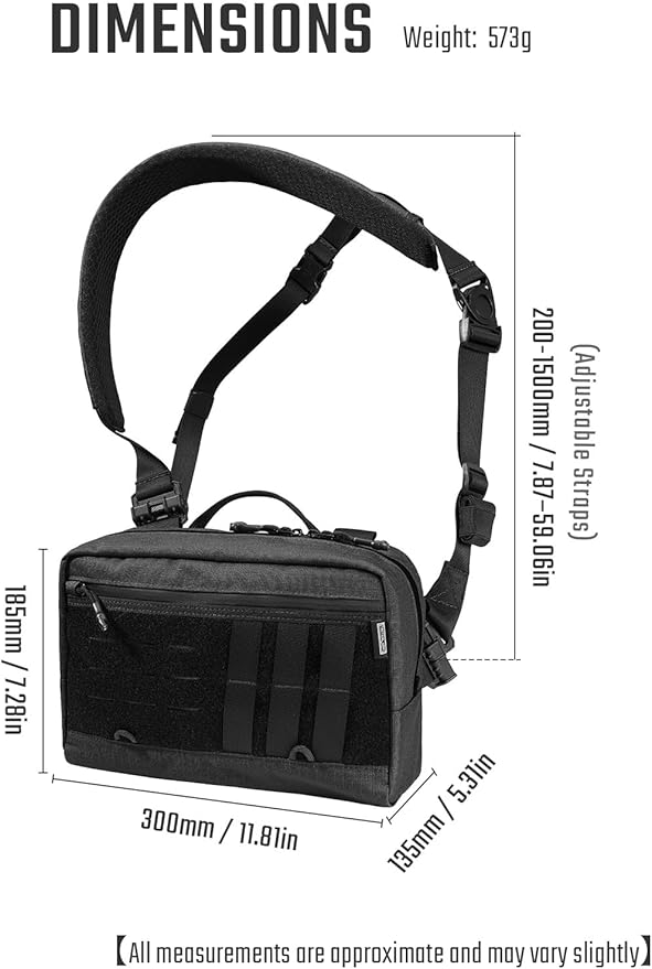 TACTICAL_GEEK L3 Pro EDC Crossbody Bag Chest Bag with Adjustable StrapDaily Carry Sling Pack Large Capacity Daypack Organizer for Camera Drones（T500 Black）