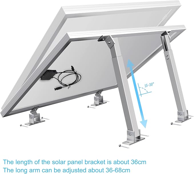 Adjustable Solar Panel Tilt Mount Brackets - Aluminum Alloy Mounting Brackets Support to 100 150 200 300 Watt Solar Panel for RV Trailer Boat Yacht Roof Wall and Off-Grid(2 Sets-4 PCS)