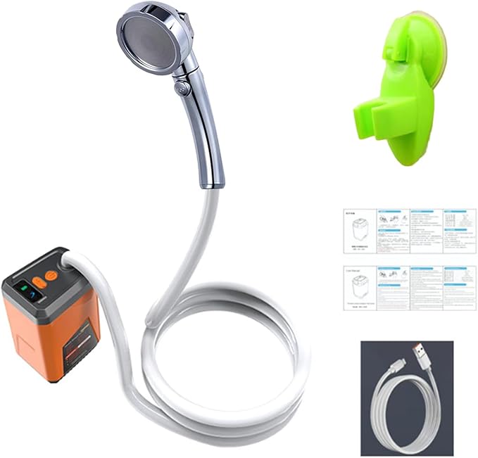 Camping Gear Portable Camping Shower Outdoor Handheld Electric Shower Rechargeable Electric Shower Pumps for Hiking Travel Beach