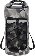 Waterproof Dry Bag Backpack with Mesh Pocket Storage Bag Versatile for Hiking Camping Kayaking Rafting Swimming Gray