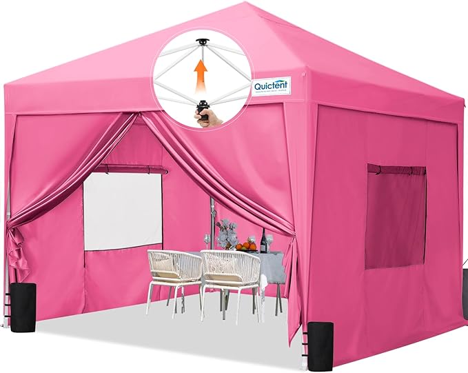 Quictent Privacy 8x8 Pop up Canopy Tent with Sidewalls and Roll-up Ventilated Windows One Person Easy Setup Outdoor Commercial Gazebo Shelter Enclosed Waterproof Bonus 4 Sandbags