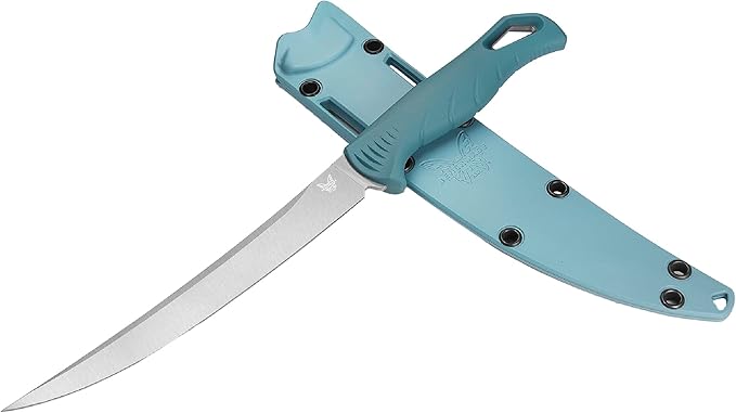 Benchmade - Fishcrafter Outdoor Water Fishing Knife with Depth Blue Santoprene Handle and 7 Trailing Point Blade (18010)