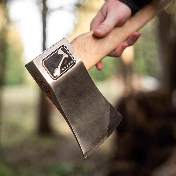 The General: World Axe Throwing League Premium Competition Throwing Axe &amp Multi-Purpose Camping Axe or Wood Splitting Axe with Nylon Sheath &amp Straight Hickory Wooden Handle