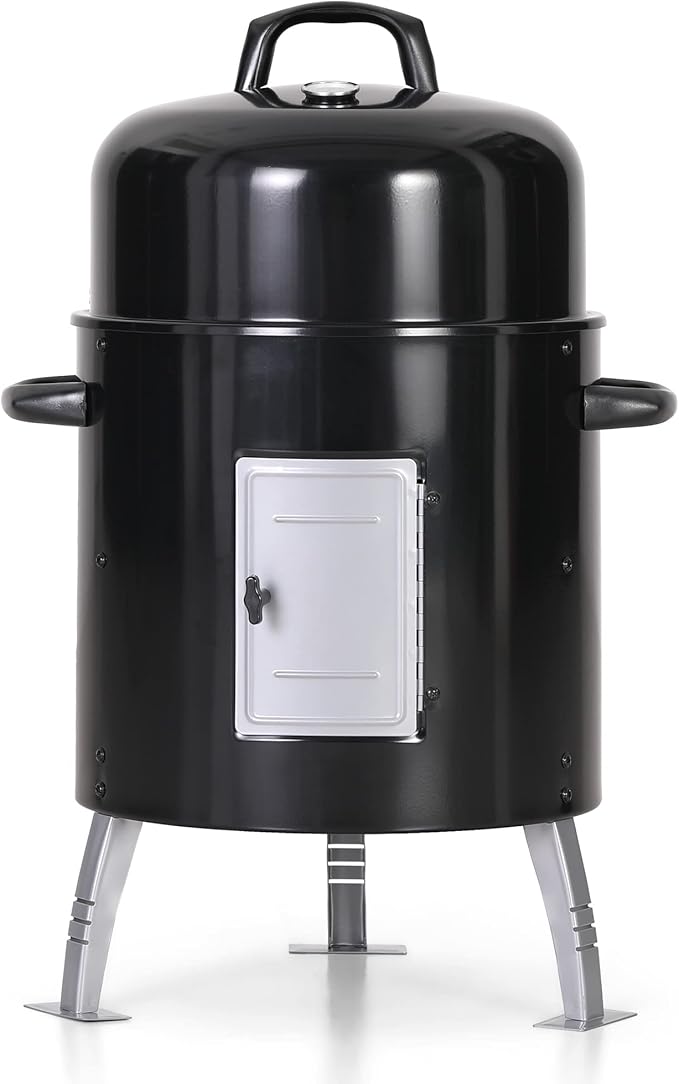 Captiva Designs 17-Inch Outdoor Vertical Smoker Wood Chunks Smoker with Thermometer for Outdoor CookingGrillingPicnicCamping and Party