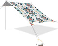 Traditional Talavera Tile Beach Tent Sun Shelter Set UPF50+ UV Protection 10.5 x 9.19 FT Camping Shade Canopy with Sandbags Sand Anchors Carrying Bag and Others