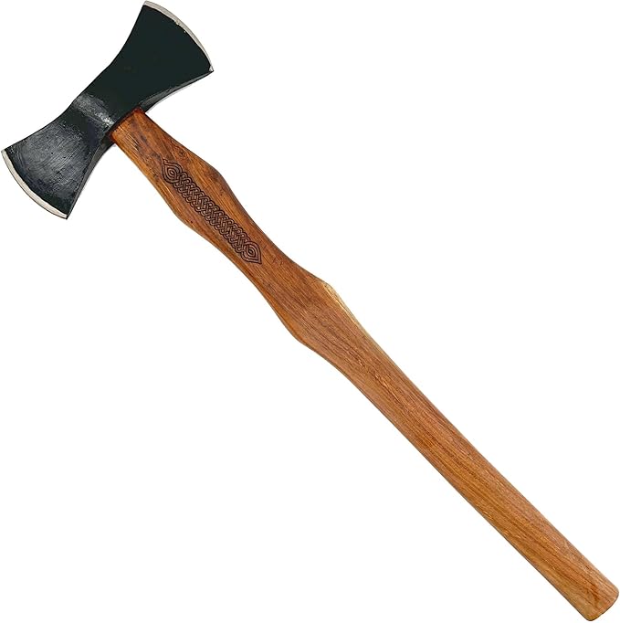 MedievalDepot North American Forester Double Head Axe - Overall 30 - Hand Forged Carbon Steel - Functional &amp Durable