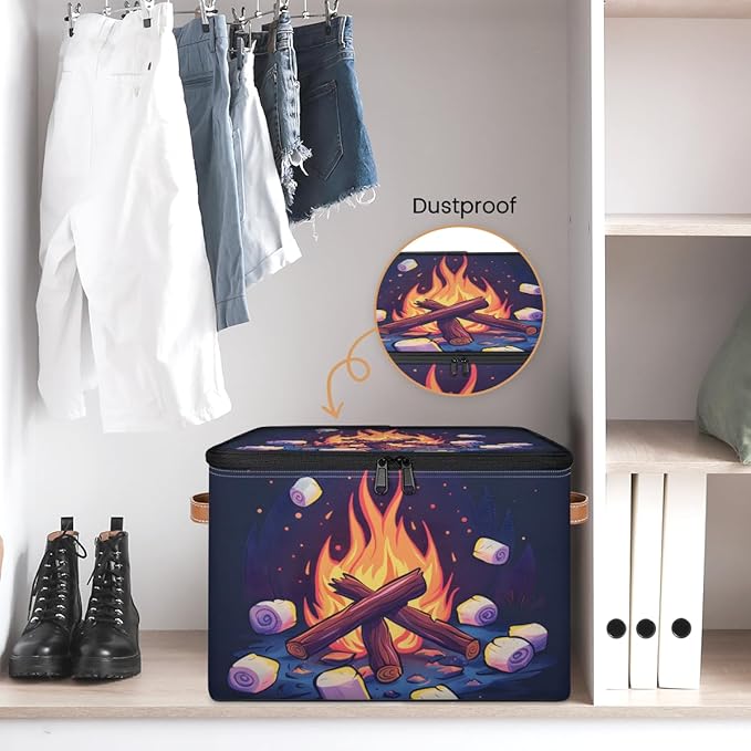 Camping Storage Basket for Bedroom Kitchen Bathroom Storage Bins with Zipper Lids Foldable Toy Cube Storage Organizer for Kid Teen Women Men