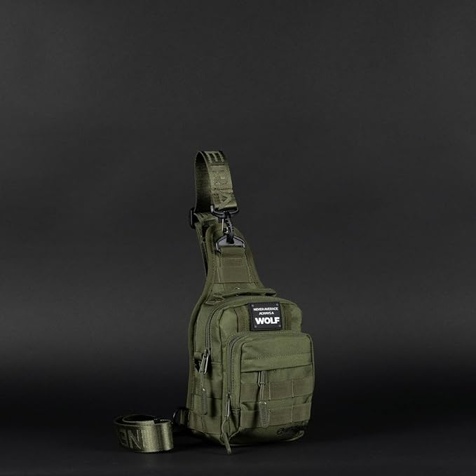 WOLFpak 4L Mini Tactical Sling Bag (OD Green) Compact Crossbody Backpack for Gym Travel &amp EDC | Tactical Shoulder Bag with Multiple Pockets – Lightweight Durable Sling Pack for Men &amp Women