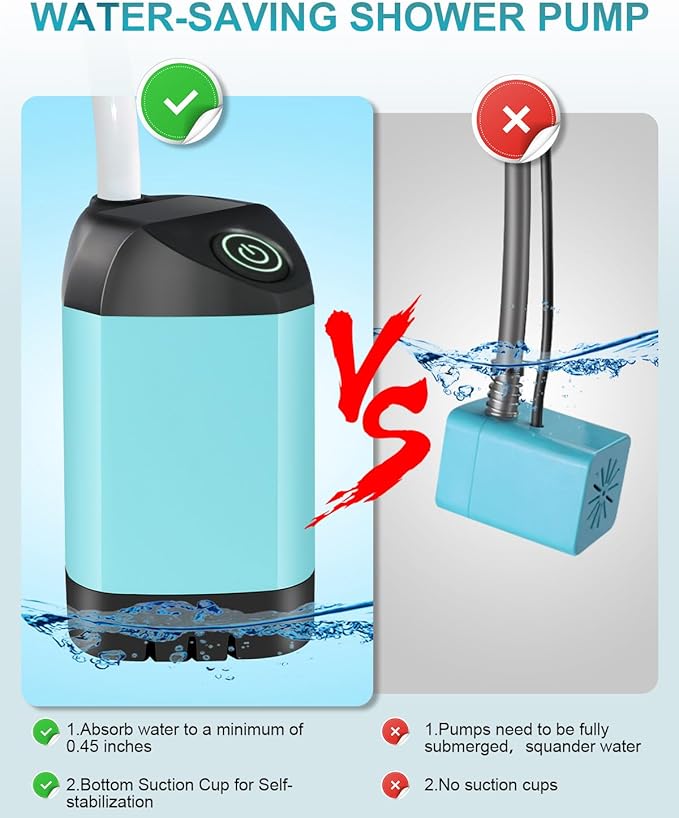 AUTOPkio Portable Camping Shower - Outdoor Camp Shower with Showerhead Sprayer &amp Rechargeable Battery Pump for Camping Travel Hiking Car Washing Pet Bath