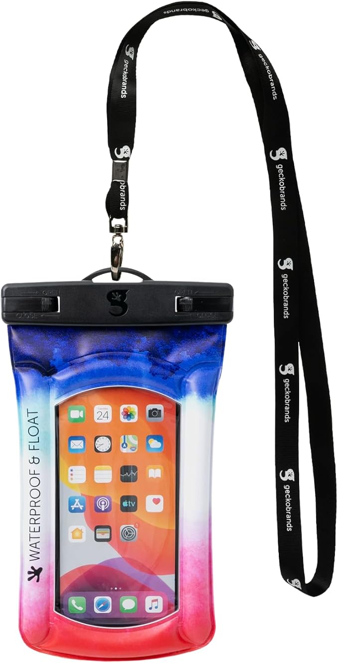geckobrands Float Phone Dry Bag - Waterproof &amp Floating Phone Pouch – Fits Most iPhone and Samsung Galaxy Models