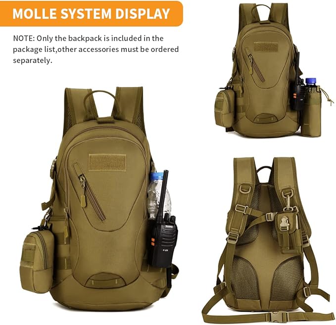 HUNTVP Military MOLLE Backpack Rucksack Gear Tactical Assbault Packbag 20L for Hunting Camping Trekking Travel | Rucksack Gear Assbault Packbag Hunting Camping