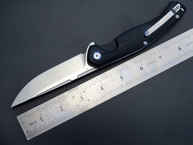 Eafengrow EF953 Pocket Folding Knife G10 Handle D2 BladeEDC Tool Knife for Outdoor Camping Hiking (Black)