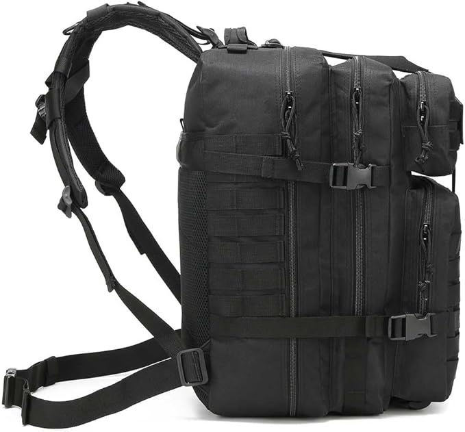 Tactical Backpack for Men 45L Military Gym Backpacks Large 3-Day Assault Pack Bug Out Bag MOLLE Daypack for Rucking Fishing Camping(Black)