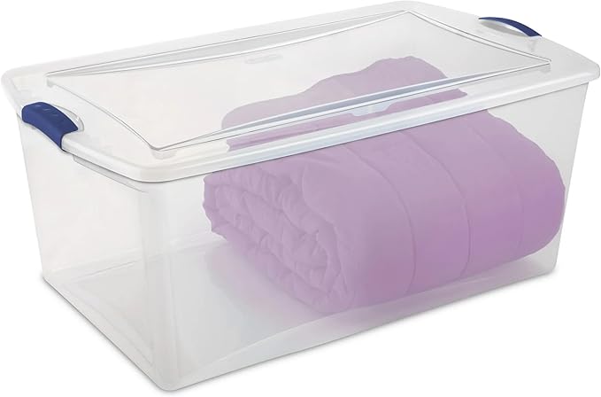 2 Pack 105 Qt Large Clear Plastic Storage Bins Durable Stackable Totes with Secure Lids Multi-purpose Home Storage Solution for Garage Closet &amp Household Organization