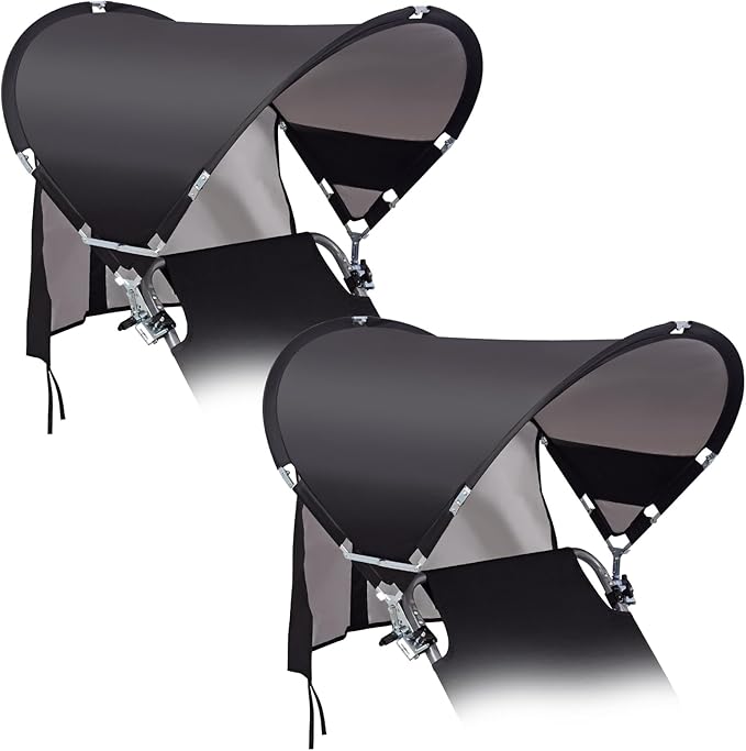 XL Universal Beach Chair Umbrella Canopy UPF 50+ Chair Sun Shade Attachment with Adjustable Clamp for Camping Lawn Wheelchair Tanning Zero Gravity Lounge Outdoor Chairs Oversized 2 Pack