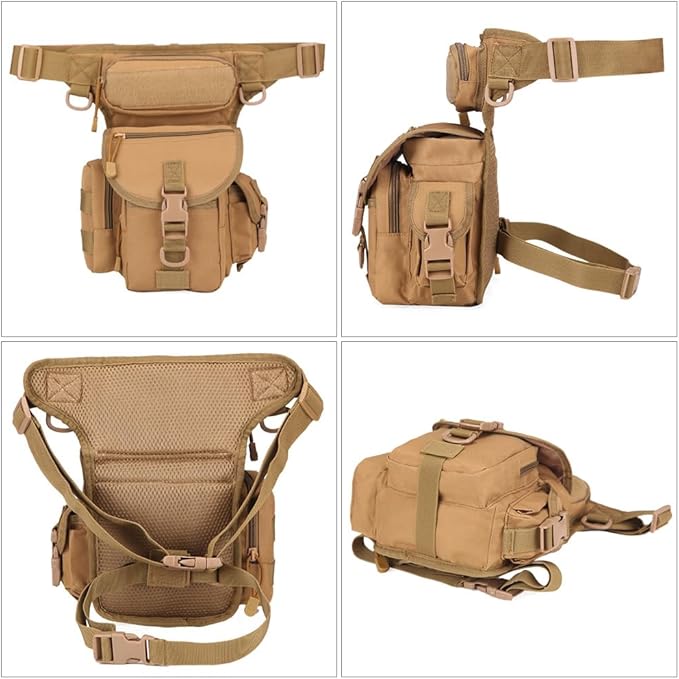 Drop Leg Bag for Men Waterproof Military Tactical B Cross Over Leg Rig Outdoor Bike Cycling Hiking Thigh Bag (CP Camouflage)