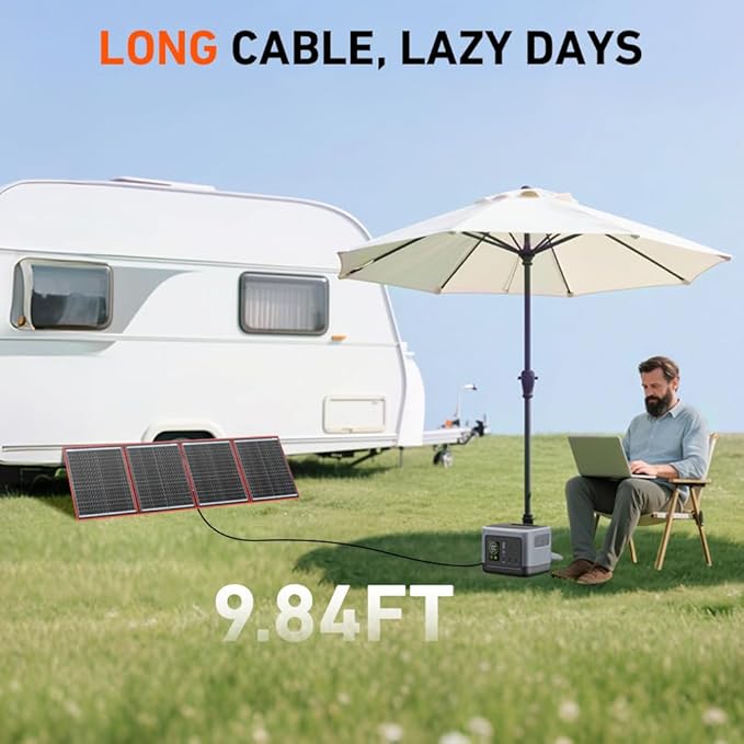 DOKIO 150W Portable Foldable Solar Panel Kit (20x21in 7.3lb) with Separate Controller and Dual USB Monocrystalline Charger for 12V Batteries &amp Power Stations RV Camping Trailer Emergency Backu
