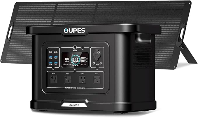 OUPES Exodus 2400 Solar Generator with a 240W Panel 2400W / 2232Wh Portable Power Station with APP Control &amp UPS for RV Home Backup Professional Outdoor Use