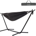 EchoSmile Double Hammock with Detachable Stand - 480 lbs Heavy Duty 2 Person Hammock Adjustable Hooks Indoor Outdoor Stand Hammock Durable Steel Frame - Charcoal Gray