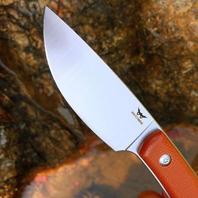 Watchman W205D EDC Fixed Blade Knife 14C28N Blade Steel Micarta Handle with Kydex Sheaths for Outdoor Activities Camping Brown