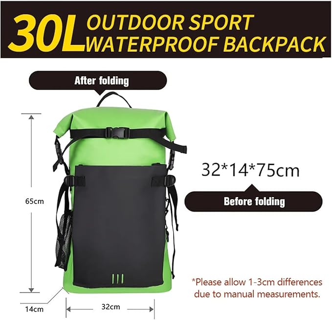 30L Waterproof Dry Bag Backpack For Camping Drifting Hiking Swimming Rafting Kayaking River Trekking Outdoor Floating Bags(Black)