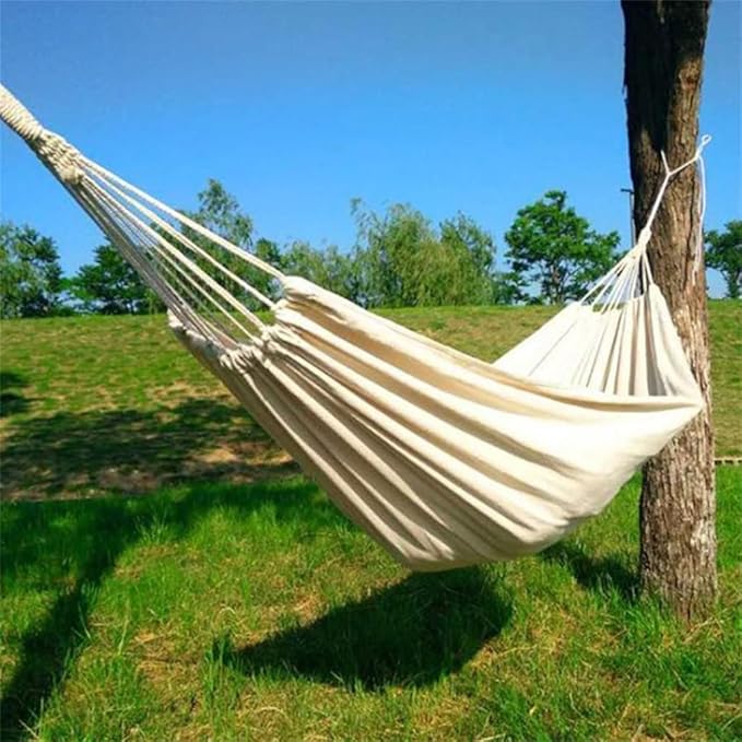 Double Hammock Outdoor Rollover Prevention Camping Canvas Hanging Swing Bed Patio Travel Hiking