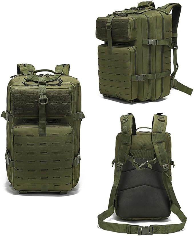 45L Military Tactical Backpacks Molle Army Assault Pack 3 Day Bug Out Bag Hiking Treeking Rucksack (Military Green)