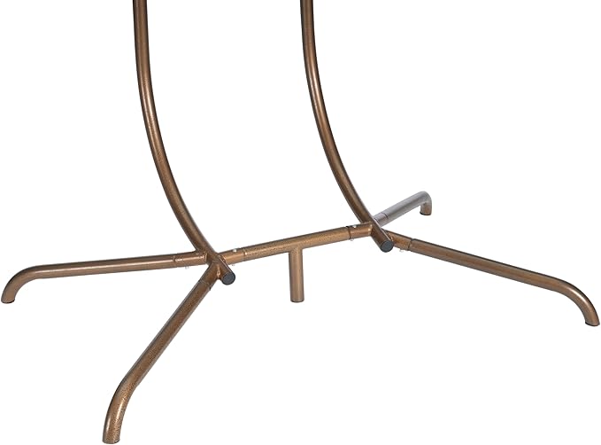 KEIKI Double Swing Egg Chair with Stand Patio Rattan Wicker Hammock Egg Chair with UV Cushion 2 Person Outdoor Indoor Hanging Basket Chair 600LBS Capacity for Balcony Dark Blue and Khaki