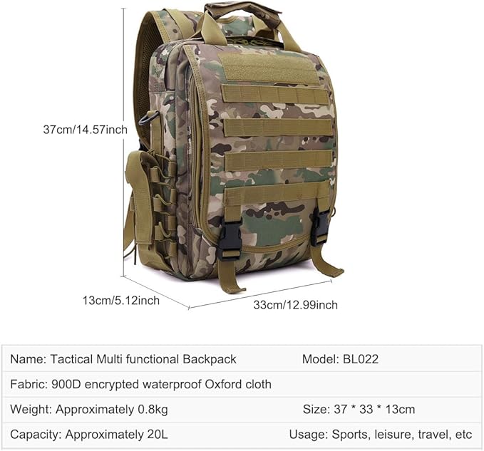 Military Tactical Backpack Army 3 Day Assault Pack Molle Bug out Bag Backpacks Computer Package For Men (Black)