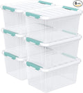 20 Quart Clear Plastic Latching Box with Handle Plastic Containers with Lids 6-Pack