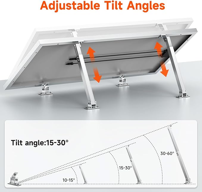 RICH SOLAR Adjustable Solar Panel Tilt Mount Brackets Support up to 300 Watt Solar Panel for Roof RV Boat and Any Flat Surface for on-Grid/Off-Grid Systems