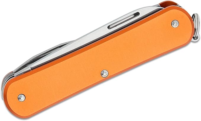 Fox Knives Vulpis FX-VP130-SF5 Slipjoint EDC Pocket Knife 5-in-1 Multitool - 2.17in Blade Hacksaw Bottle Opener Can Opener Scissors Flat Head Screwdriver - Every Day Carry (Orange)