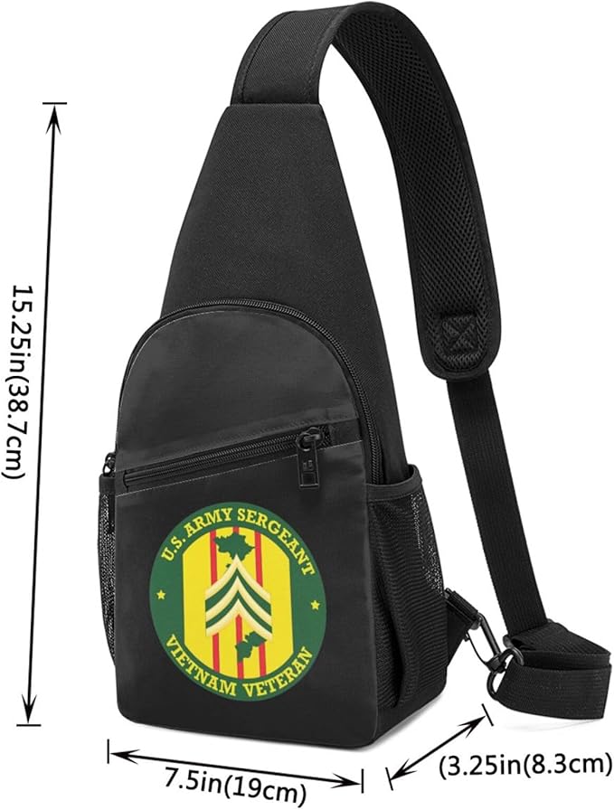 US Army Sergeant Vietnam Veteran Chest Pack Leisure Shoulder Crossbody Chest Bag