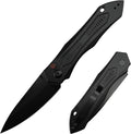 8.3'' Easy Opening Pocket KnifeButton Lock Folding Knives3.54 D2 Black BladeAluminum Alloy Handles and Reversible PocketclipCamping EDC Tool for Men's Gifts