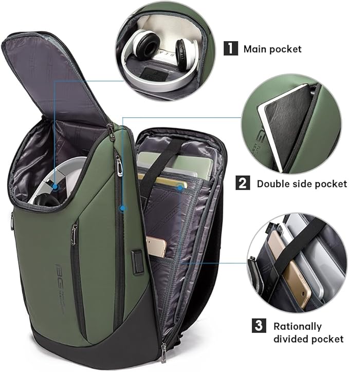 BANGE Business Smart Backpack Waterproof fit 15.6 Inch Laptop Backpack with USB Charging PortTravel Durable Backpack
