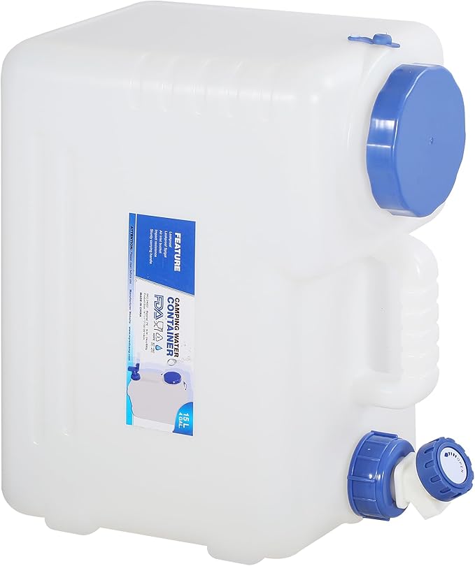REDCAMP 4 Gallon/15L Portable Water Container with SpigotCamping Water JugCamping Water Container Large Water TankPortable Emergency Water Storage for CampingCarHikingHurricane Supplies