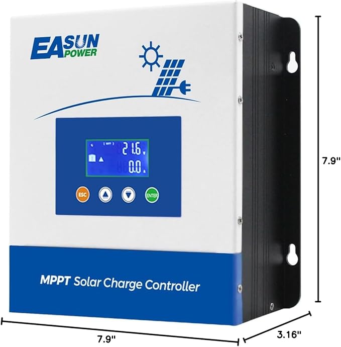 POWLAND 60A MPPT Solar Charge Controller12V/24V/36V/48V AutoMax Input 150V LCD Display Regulator Intelligent Charge Controller for Sealed Gel AGM Flooded Lithium Battery