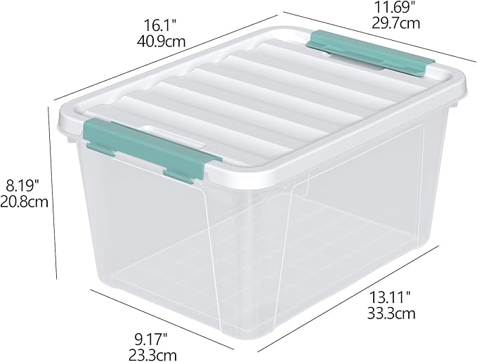 20 Quart Clear Storage Box Set of 6 Plastic Latching Bins with Lids