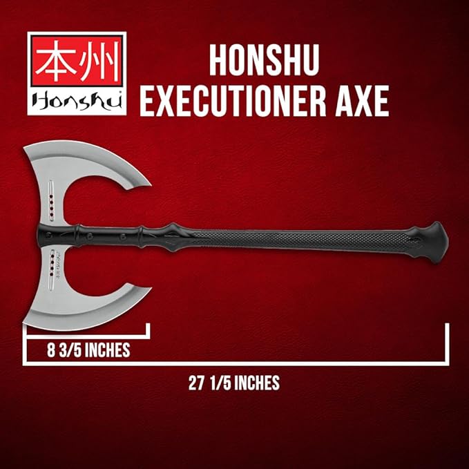 Honshu Double Headed Axe | Injection Molded Nylon Handle | Lightweight and Balanced | Leather Belt Sheath Included | 27 1/5 Over All