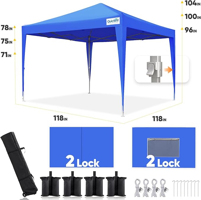 Quictent Privacy 10x10 Pop up Canopy Tent with Sidewalls and Roll-up Ventilated Windows One Person Easy Setup Outdoor Commercial Gazebo Shelter Enclosed Waterproof Bonus 4 Sandbags
