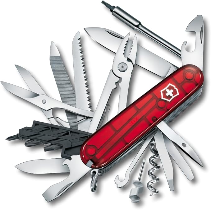 Victorinox CyberTool L in Red Transparent - 39 functions - Medium Pocket Knife with Fold-Out Bit Case