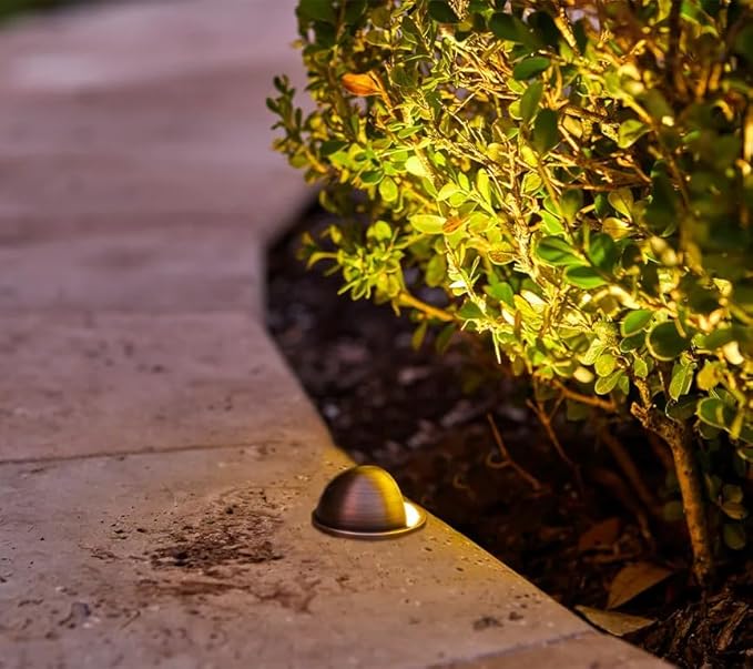 VOLT 12V 1W 2700K Warm White IP67 Watertight 116 Lumen Solid Brass BuddyPro LED Puck Light (Beacon Top) for Deck Step or Hardscape Outdoor Lighting