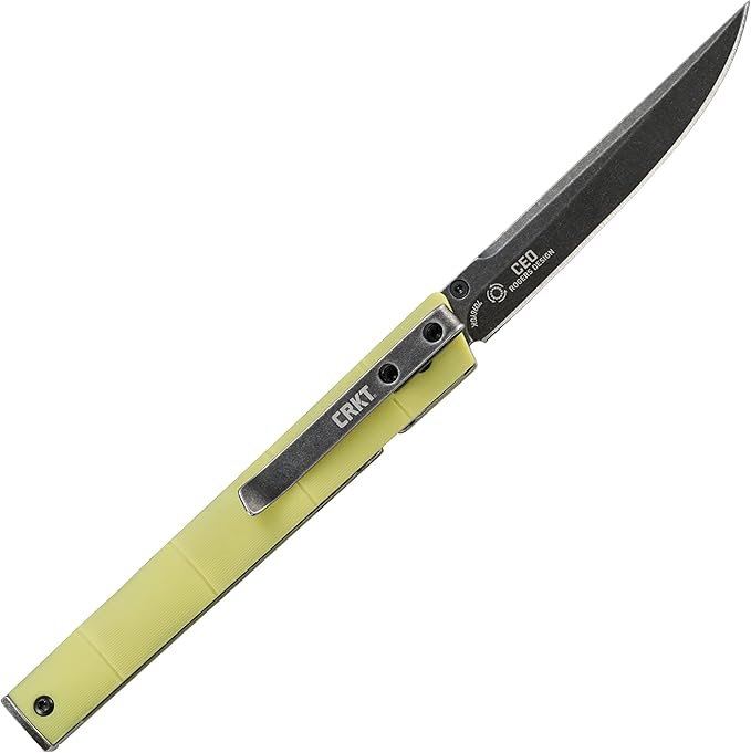 CRKT CEO Everyday Carry EDC Pocket Folding Knife with Liner Lock: Stainless Steel Plain Edge Blade Glass-Reinforced Nylon Handle Pocket Clip 7096YGK