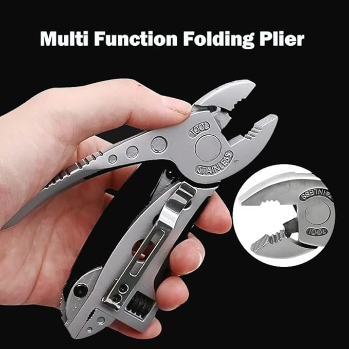 Multitool Pliers 3 in 1 Pocket Knife Wrench Wire Cutter Multitool for Outdoor Survival Camping Stainless Steel Foldable Multi Function Tools Adjustable Wrench Pliers