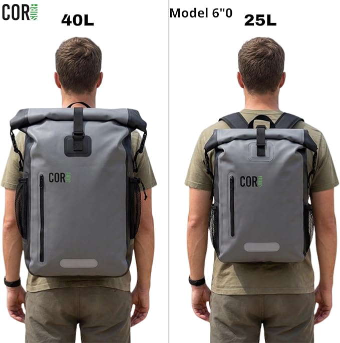 COR Surf Waterproof Dry Bag Backpack with Padded Laptop Sleeve Heavy Duty Roll-Top Pack (Dark Blue 40L)