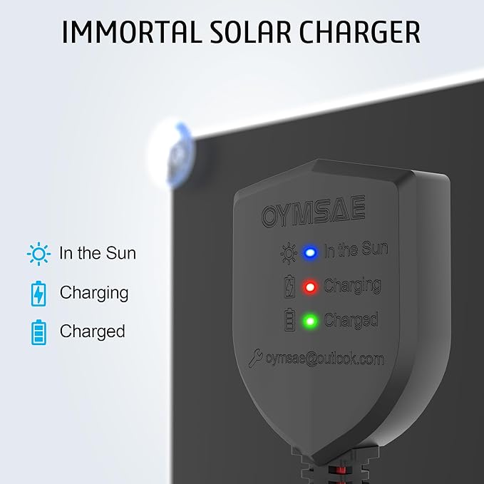 OYMSAE 10W 12V Solar Panel Car Battery Charger Portable Waterproof Power Trickle Battery Charger &amp Maintainer for Car Boat Automotive RV with Cigarette Lighter Plug &amp Alligator Clip